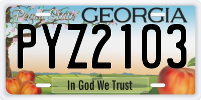 GA license plate PYZ2103