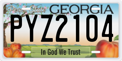 GA license plate PYZ2104