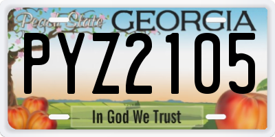 GA license plate PYZ2105