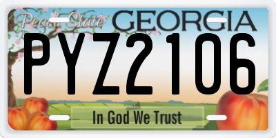 GA license plate PYZ2106
