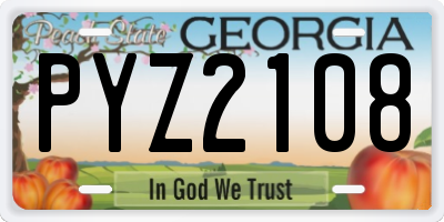 GA license plate PYZ2108