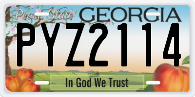 GA license plate PYZ2114