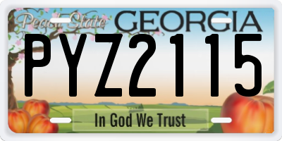 GA license plate PYZ2115
