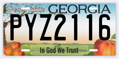 GA license plate PYZ2116