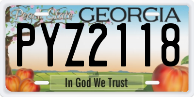 GA license plate PYZ2118