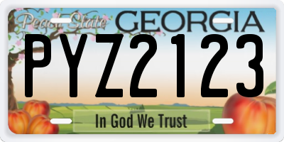 GA license plate PYZ2123