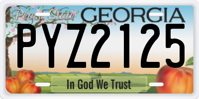 GA license plate PYZ2125