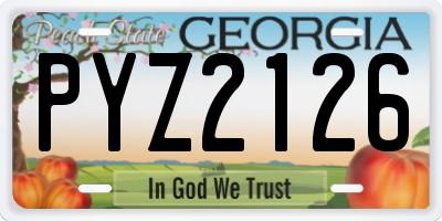 GA license plate PYZ2126