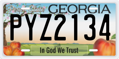 GA license plate PYZ2134