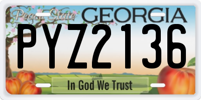 GA license plate PYZ2136