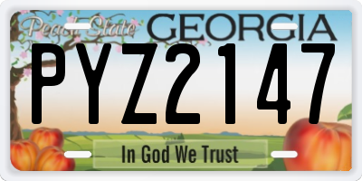 GA license plate PYZ2147