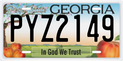 GA license plate PYZ2149
