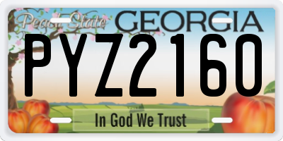 GA license plate PYZ2160