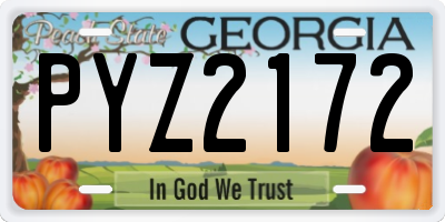 GA license plate PYZ2172