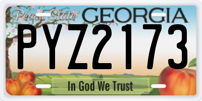 GA license plate PYZ2173