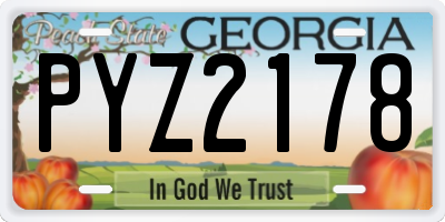GA license plate PYZ2178