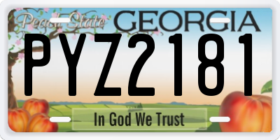 GA license plate PYZ2181