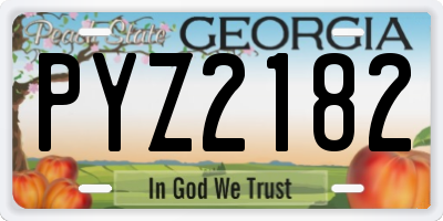 GA license plate PYZ2182