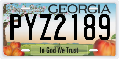 GA license plate PYZ2189