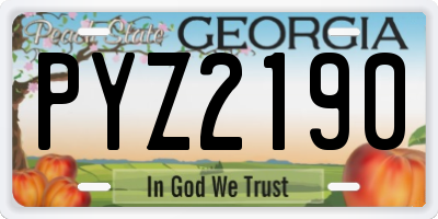 GA license plate PYZ2190
