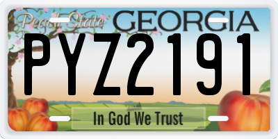 GA license plate PYZ2191