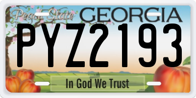 GA license plate PYZ2193