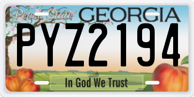 GA license plate PYZ2194
