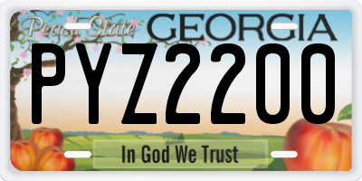 GA license plate PYZ2200