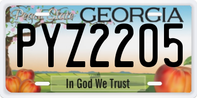 GA license plate PYZ2205