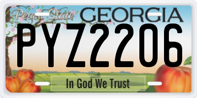 GA license plate PYZ2206