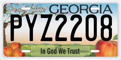 GA license plate PYZ2208