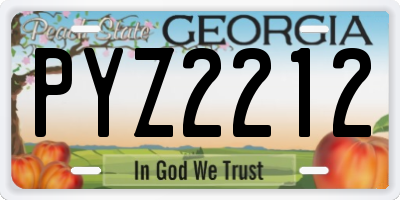 GA license plate PYZ2212