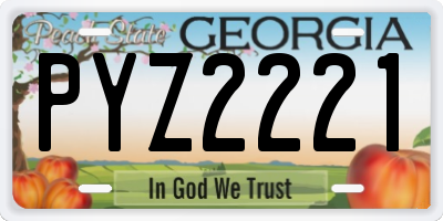 GA license plate PYZ2221