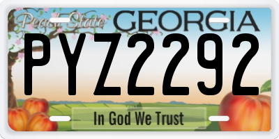 GA license plate PYZ2292