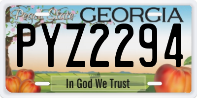 GA license plate PYZ2294