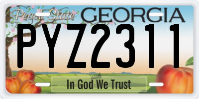 GA license plate PYZ2311