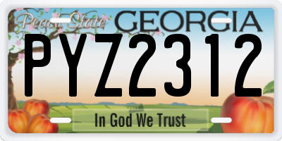 GA license plate PYZ2312