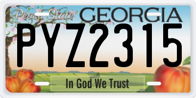 GA license plate PYZ2315