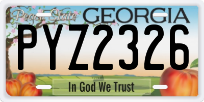 GA license plate PYZ2326