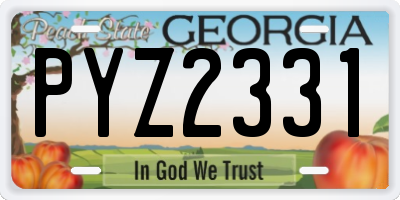 GA license plate PYZ2331