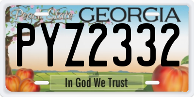 GA license plate PYZ2332