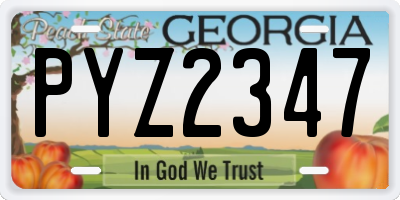 GA license plate PYZ2347