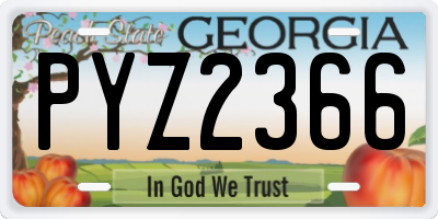 GA license plate PYZ2366
