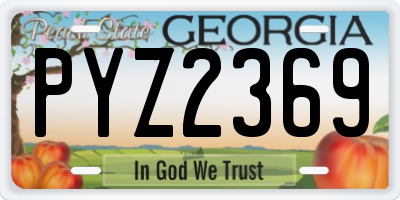 GA license plate PYZ2369