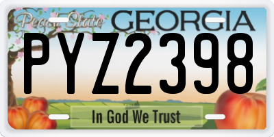 GA license plate PYZ2398