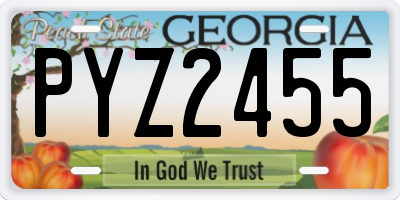 GA license plate PYZ2455