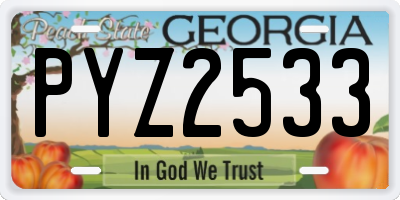 GA license plate PYZ2533