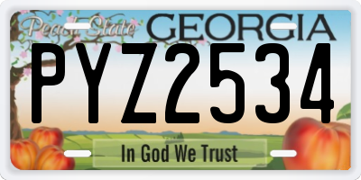 GA license plate PYZ2534