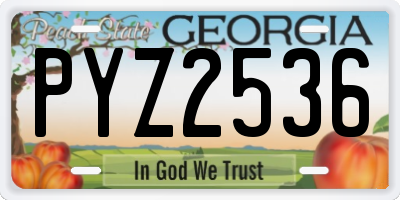 GA license plate PYZ2536