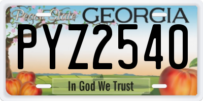 GA license plate PYZ2540